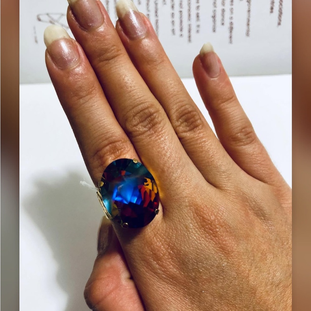 Mystic Swarovski Statement Ring signed by Jean Paul Gaultier